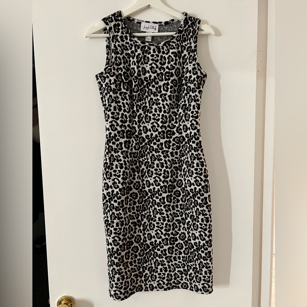 Joseph Ribkoff leopard pencil dress black brown size 4